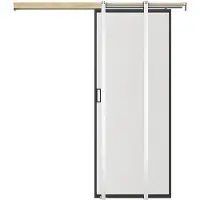 Vente-unique Versenkbare Schiebetür - Aluminium und mattiertes gehärtetes Glas - H 205 x B 83 cm - LINCI II
