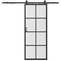 Vente-unique Wandschiebetür - Aluminium und mattiertes Einscheibenglas - H 205 x B 83 cm - WILDEN II