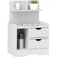 HOMCOM Nachttisch-40L x 30B x 60H cm-Weiß | Gr.: onesize