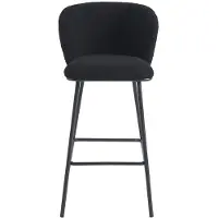 Vente-unique Barhocker 2er-Set - Bouclé-Stoff & Metall - Schwarz - SENORASE