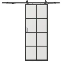 Vente-unique Wandschiebetür – Aluminium und gehärtetes Glas – H 205 x B 93 cm – WILDEN II