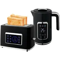 HOMCOM WASSERKOCHER Toaster Set mit 6 Bräunungsstufen Memory-Funktion Schwarz