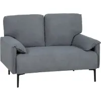 HOMCOM 2-SITZER-SOFA 127 cm Kleine Gepolstert Couch mit Armlehne, Samtoptik, Grau