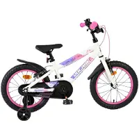 Volare Lily Kinderfahrrad - Mädchen - 16 Zoll - Weiss Rosa Lila - Zwei Handbremsen