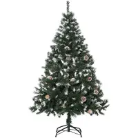 HOMCOM KÜNSTLICHER-WEIHNACHTSBAUM, 150 cm Christbaum mit Kunstschnee, Indoor