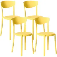 Beliani Esszimmerstuhl 4er Set Gelb Kunststoff Matt Modern Minimalistisch Esszimmer Wohnküche Flur Diele Indoor Outdoor
