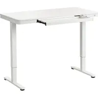 Beliani Schreibtisch Weiß Stahl Gestell 120 x 60 cm Elektrisch Höhenverstellbar Memory Funktion USB Anschluss Sitz-Steh-Tisch Bürotisch Computertisch