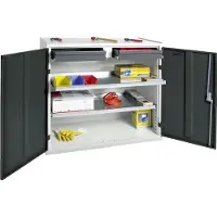 Stumpf & Kossendey Werkzeug-/Beistellschrank H1000xB1000xT500 mm 2 Schubladen, 2 Böden lichtgrau/anthrazitgrau