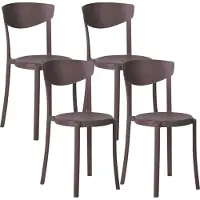 Beliani Esszimmerstuhl 4er Set Braun Kunststoff Matt Modern Minimalistisch Esszimmer Wohnküche Flur Diele Indoor Outdoor