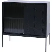 MCW Kommode MCW-O90, Schrank Sideboard Highboard, Industrial Staufächer Schiebetüren Metall 85x80x45cm schwarz
