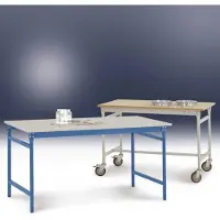 Manuflex BB3037.7035 Beistelltisch BASIS stationär mit Kunststoff-Tischplatte in Lichtgrau RAL 7035, BxTxH: 1250 x 600 x 780 mm Lichtgrau (RAL 7035)