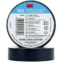 3M Temflex 165 Vinyl Elektro-Isolierband, Schwarz, 15 mm x 10 m, 0,15 mm