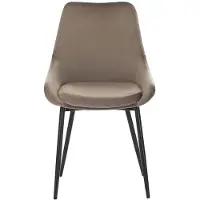 Vente-unique Stuhl 2er-Set - Samt & Schwarzes Metall - Taupe - MASURIE