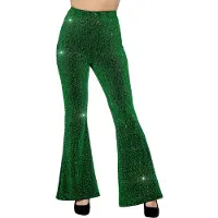 Coppens Erwachsenenkostüm Party Glitzer Hose ausgestellt grün Grösse XL/46-48
