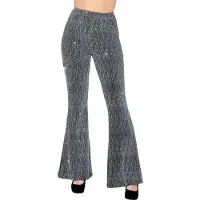 Coppens Erwachsenenkostüm Party Glitzer Hose ausgestellt silber Grösse L/42-44