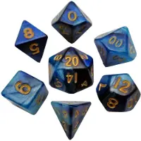 Fanroll Mini Würfel Set Blue/Light Blue with Gold Numbers (7)