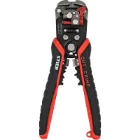 Stier Automatik-Schneid-, Crimp- und Abisolierzange mit Stromprüfer, Kabelabisolierer, Kabel Abisolierwerkzeug, Entisolierzange, cable cutter, wirestripper, Entmantler