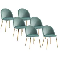 Vente-unique Stuhl 6er-Set - Samt & goldfarbenes Metall - Grün - MELBOURNE