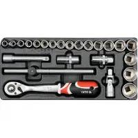 YATO YT-5537, Steckschlüssel-Satz, 1/2", Metrisch, 23 Kopf/Köpfe, Chrom-Molybdän-Stahl, 385 mm