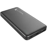 Lippa 10.000 mAh Powerbank 18W USB-C PD & QC USB-A Output - Black Powerbank - Sort - 10000 mAh