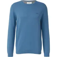 s.Oliver Rundhalspullover , Herren, Gr. XL, mid blau, Strick, Obermaterial: 100% Baumwolle, unifarben, regular fit normal, Rundhals, Rippbündchen, Pullover Rundhalspullover, mit Logo Stickerei