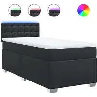 Syfax Boxspringbett mit Matratze Schwarz 90x190 cm Kunstleder