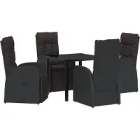 vidaXL Möbel 5-teiliges Garten-Essset mit Kissen Schwarzes Poly-Rattan - Gartenstühle 3379514