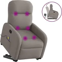 Syfax Massagesessel mit Aufstehhilfe Taupe Stoff