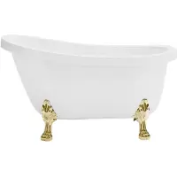 Vente-unique Freistehende Retro-Badewanne mit Löwenfüßen Gold 145 x 74 x 77 cm Weiß 200 L NISOS II