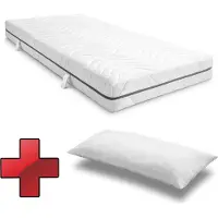 Sleezzze 7 Zonen Viskoelastik-Matratze Sleezzz Smart 90 x 200 cm, Höhe 18 cm, Härtegrad H3 mit Air Memoryschaum + CloudComfort Basic Mikrofaser Kopfkissen 40 x 80 cm