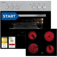 Exquisit Herd-Set, 58 Liter, Elektro-Backofen mit Kochfeld, 7 Funktionen, Umluft & Grill, energieeffizient, leise, EHE 155-1.2 U