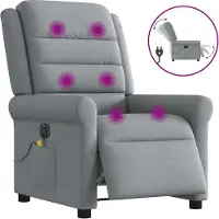 Syfax Massagesessel Elektrisch Hellgrau Stoff