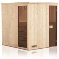 FinnTherm Sauna Miranda Natur 244 cm x 244 cm Wandstärke 40 mm