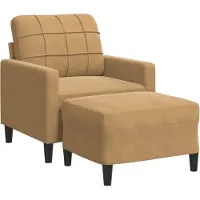 Syfax Sessel mit Hocker Braun 60 cm Samt