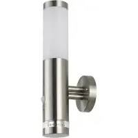 Licht-Erlebnisse Außenwandleuchte mit Bewegungsmelder LED-Ring H: 34 cm Modern Außenlampe Edelstahl IP44 E27 Wandlampe außen Balkon