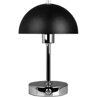 Dyberg Larsen Tischlampe, Kabellos Dimmbar Tischleuchte, Led Tischleuchte Deko Leselampe, USB Wiederaufladbare Malmö chrom schwarz