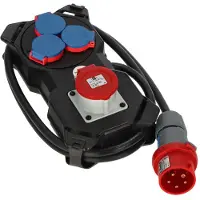 Brennenstuhl 1151610020, 2 m, Draußen, IP44, Gummi, Kunststoff, Schwarz, Blau, Rot, 4 AC-Ausgänge