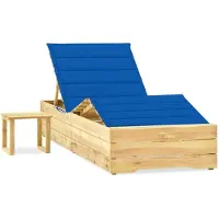 Helloshop26 - Sonnenliege Deckstuhl Gartenbett Terrassenmöbel 198 cm mit Tisch und Kissen imprägniertes Kiefernholz 02_0012678