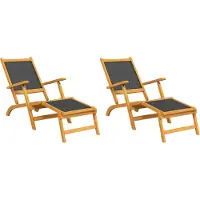 Helloshop26 - Set aus 2 Outdoor-Sonnenliegen aus massivem Akazienholz und Textilene 02_0011916