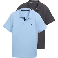 Tom Tailor Poloshirt , Herren, Gr. S, blau (washed out), Jersey, Obermaterial: 100% Baumwolle, regular fit taillenbedeckt, ohne Ausschnitt, Shirts Poloshirt, im Doppelpack, Topseller