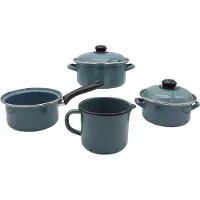 Kruger Kochtopf "Petrol" Set, 6 Stk. tlg. Emaille
