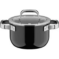 WMF Fusiontec Mineral Pro Kochtopf mit Deckel, 16 cm, Black 05.1864.5290, 2 l, Rund, Schwarz, Edelstahl, Fusiontec, Edelstahl