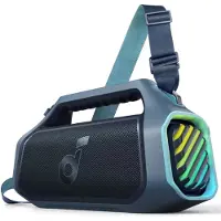 Soundcore Anker Boom 2 Plus tragbare Box, 140 W, Bluetooth 5.3, BassUp 2.0, IPX7, RGB-Beleuchtung, externer Akku, Blau