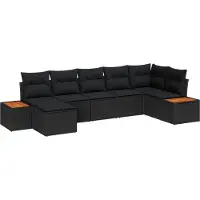 vidaXL Gartensofa-set 8 stk. 7-Sitzanzahl Schwarz Polyrattan