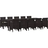vidaXL Garten Essgruppe 11 Stk. Braun und Hellgrau Poly Rattan