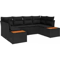 vidaXL Gartensofa-set 6 stk. 6-Sitzanzahl Schwarz Polyrattan