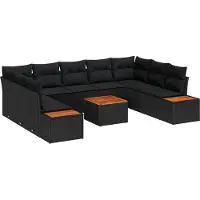 vidaXL Gartensofa-set 10 Stk. Schwarz Poly Rattan