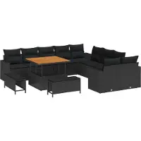 vidaXL Gartensofa-set 13 stk. Schwarz Poly-Rattan
