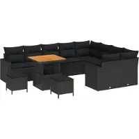 vidaXL Gartensofa-set 12 Stk. Schwarz Poly-Rattan