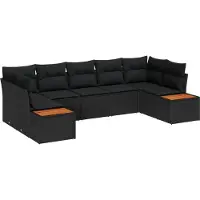 vidaXL Gartensofa-set 7 stk. 7-Sitzanzahl Schwarz Polyrattan